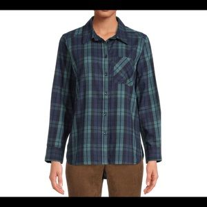 Time and Tru Women's Flannel Plaid Button Up Shirt